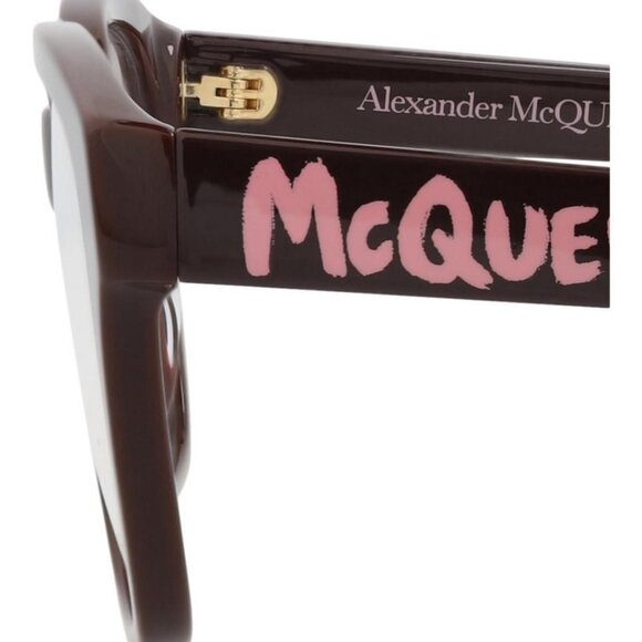 Alexander McQueen Womens Square/Rectangle Burgundy Burgundy Transparent Fashion - Picture 4 of 4